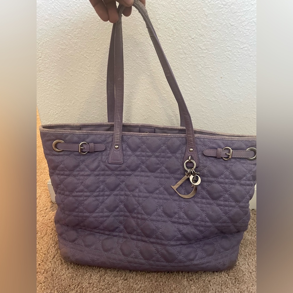 Dior Cannage Panarea Tote Bag Hand Bag Tote Bag PVC purple